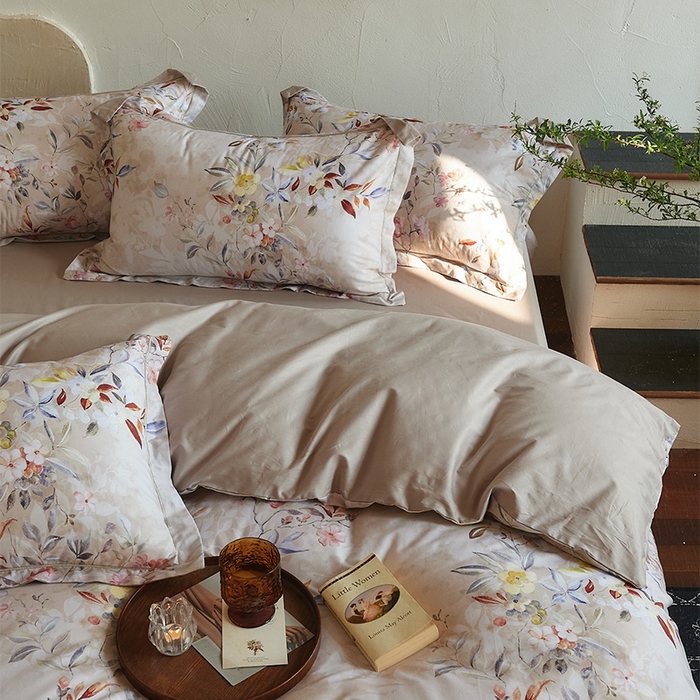 91家纺网 家纺一手货源 找家纺 润锦云 2026春夏新款全棉纯棉13372数码印花四件套 蔷薇花开-黄