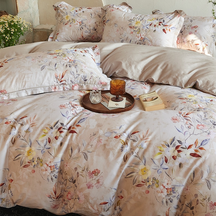 91家纺网 家纺一手货源 找家纺 润锦云 2026春夏新款全棉纯棉13372数码印花四件套 蔷薇花开-黄