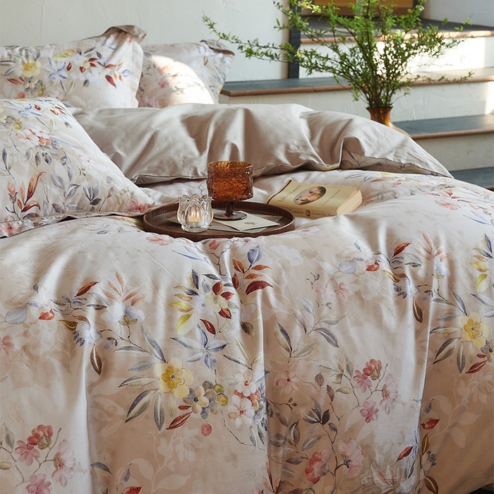 91家纺网 家纺一手货源 找家纺 润锦云 2026春夏新款全棉纯棉13372数码印花四件套 蔷薇花开-黄