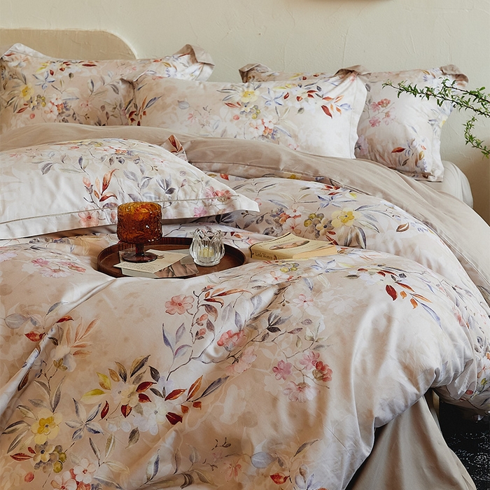 91家纺网 家纺一手货源 找家纺 润锦云 2026春夏新款全棉纯棉13372数码印花四件套 蔷薇花开-黄