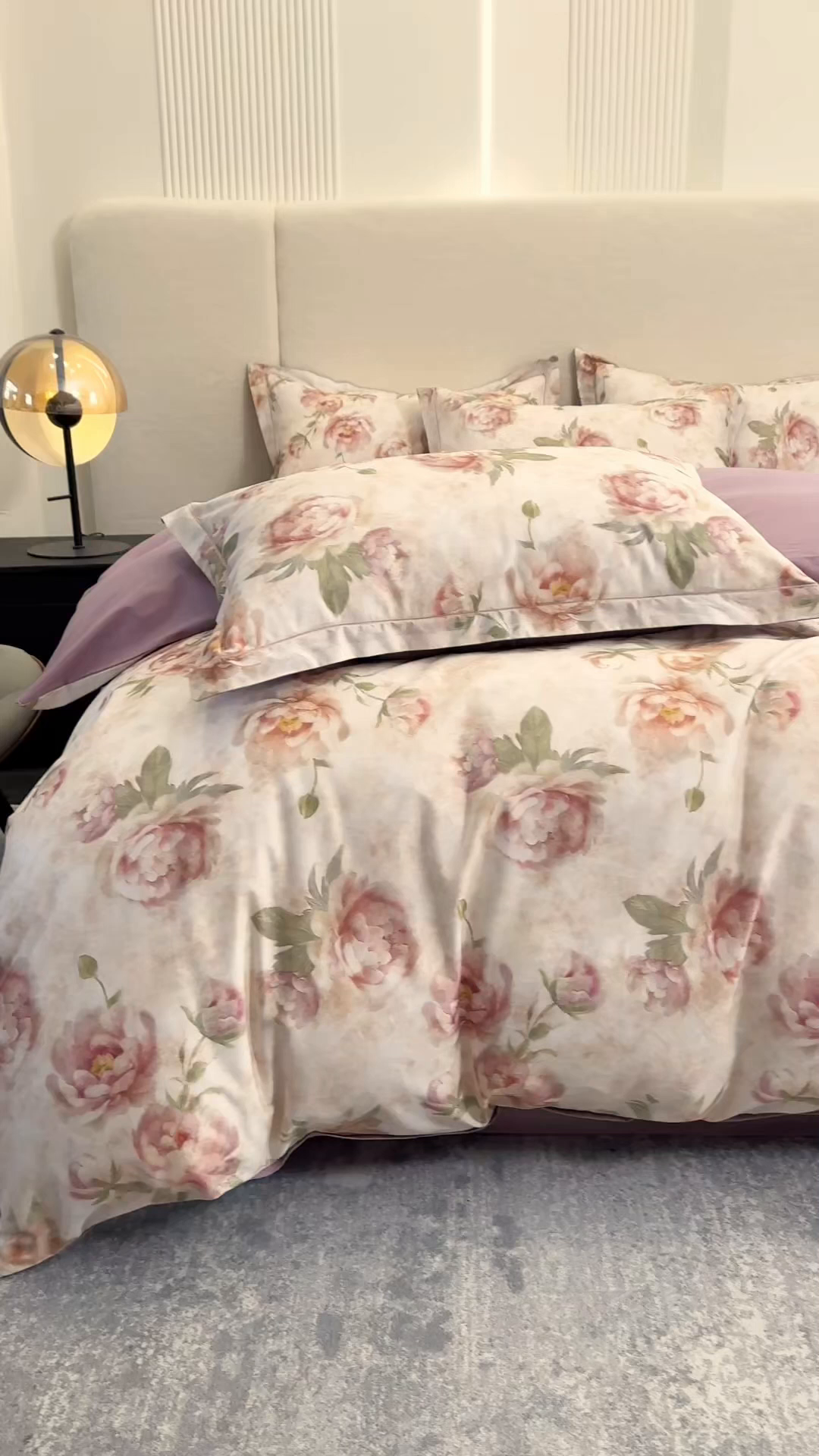 91家纺网 家纺一手货源 找家纺 润锦云 2026春夏新款全棉纯棉13372数码印花四件套 花情共舞-米