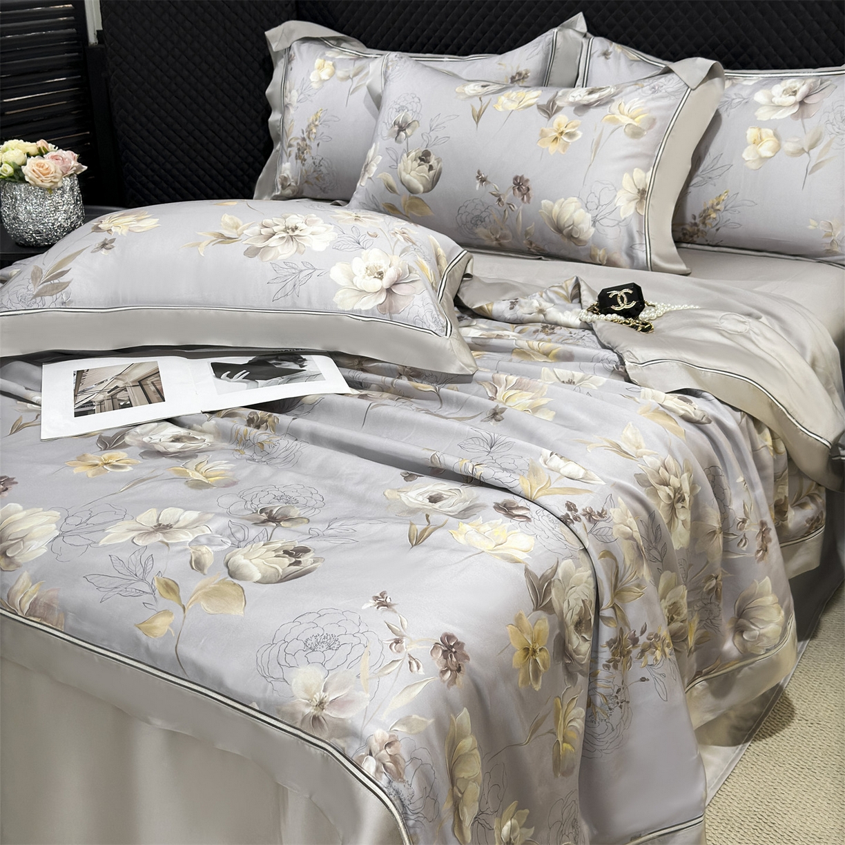 91家纺网 家纺一手货源 找家纺 岚司羽 2026春夏新款60天丝夏被四件套夏凉被空调被系列 芷兰