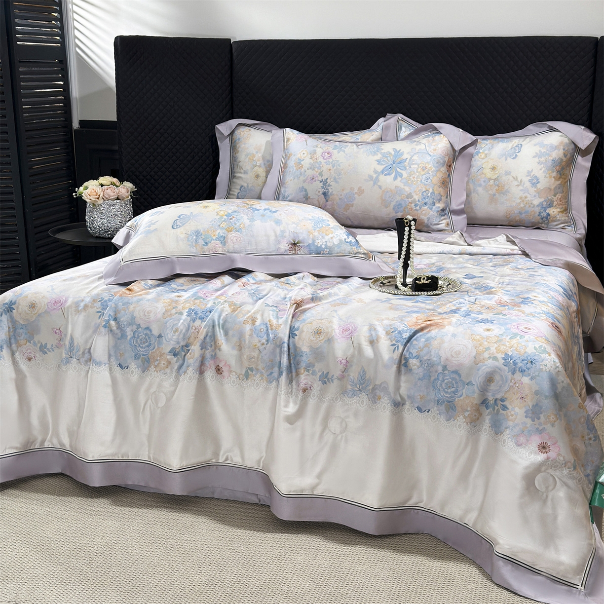 91家纺网 家纺一手货源 找家纺 岚司羽 2026春夏新款60天丝夏被四件套夏凉被空调被系列 晨曦