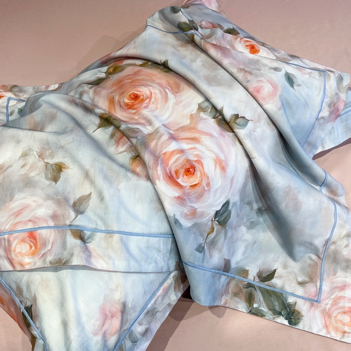 91家纺网 家纺一手货源 找家纺 润锦云 2026新款A类长绒棉纯棉数码印花宽边四件套 玫瑰庄园