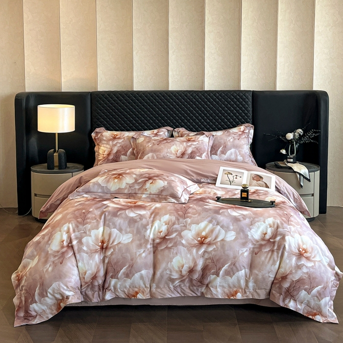 91家纺网 家纺一手货源 找家纺 润锦云 2026新款A类长绒棉纯棉数码印花宽边四件套 花漾盛典