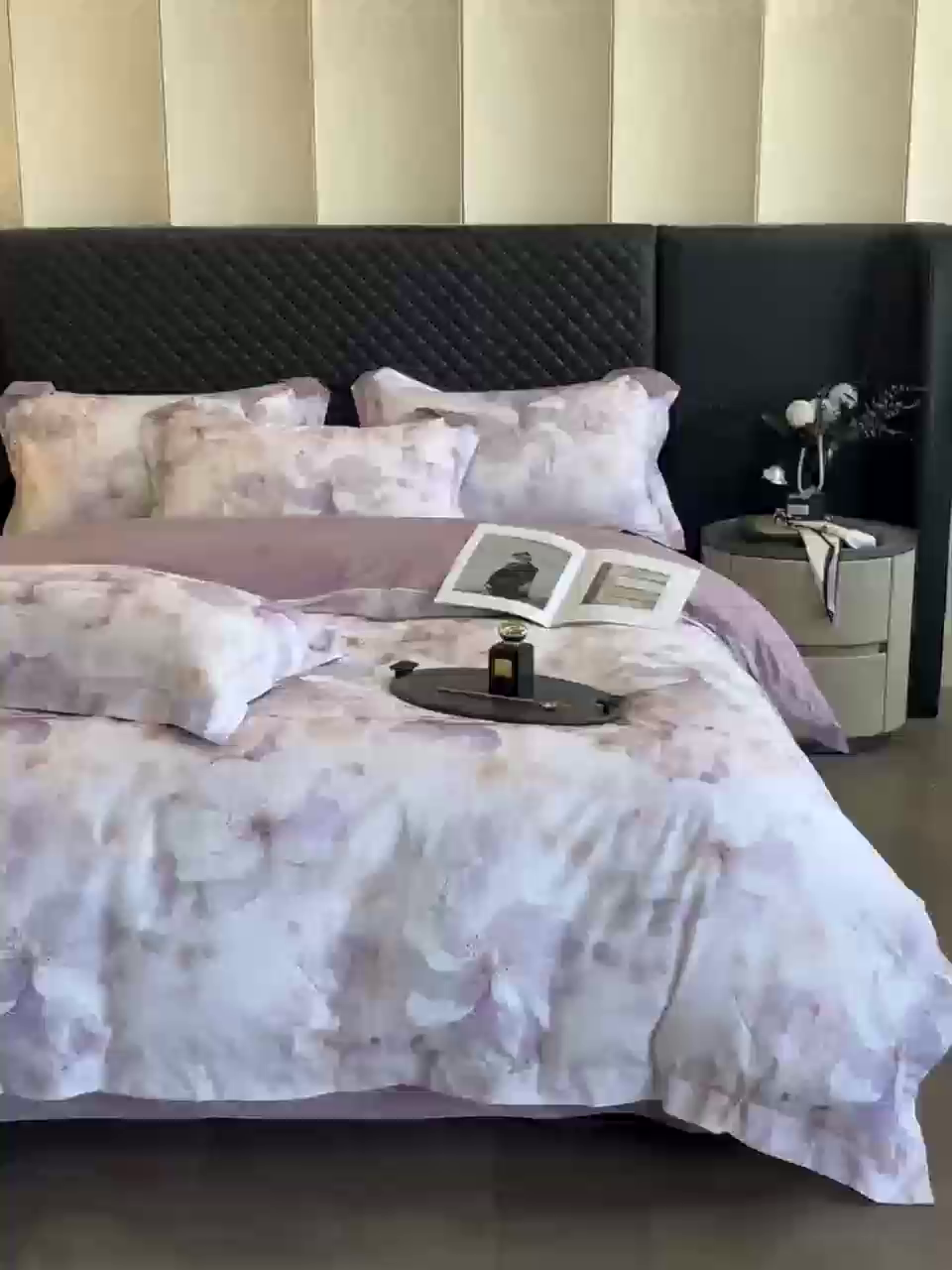 91家纺网 家纺一手货源 找家纺 润锦云 2026新款A类长绒棉纯棉数码印花宽边四件套 玫瑰庄园