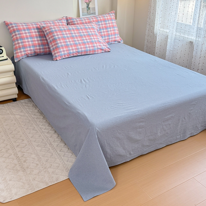 91家纺网 家纺一手货源 找家纺 佑佳家纺 2026新款全棉色织床笠款四件套 嘟嘟柚红