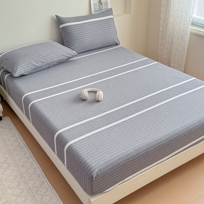 91家纺网 家纺一手货源 找家纺 佑佳家纺 2026新款全棉色织床笠款四件套 灰色空间