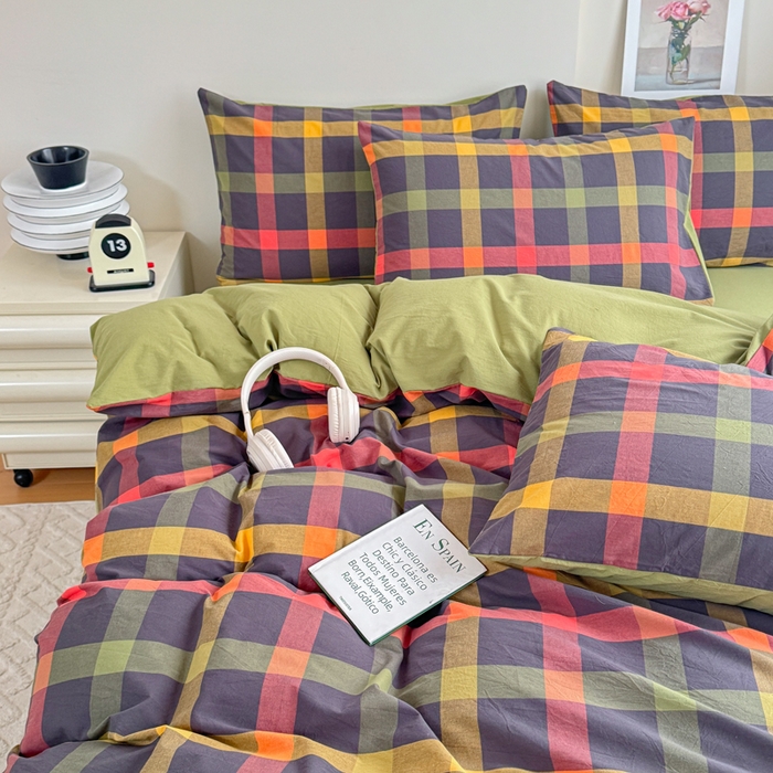 91家纺网 家纺一手货源 找家纺 佑佳家纺 2026新款全棉色织水洗棉四件套 牛油果-绿