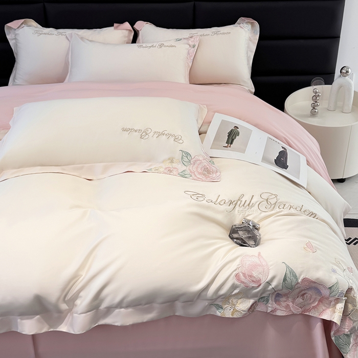 91家纺网 家纺一手货源 找家纺 （总）润锦云 2026新款大热款220克全消光刺绣牛奶绒四件套-向阳花开