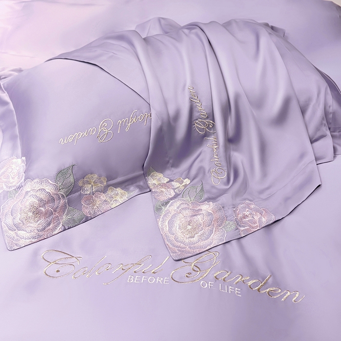 91家纺网 家纺一手货源 找家纺 润锦云 2026新款时髦A类精品刺绣四件套 优雅紫