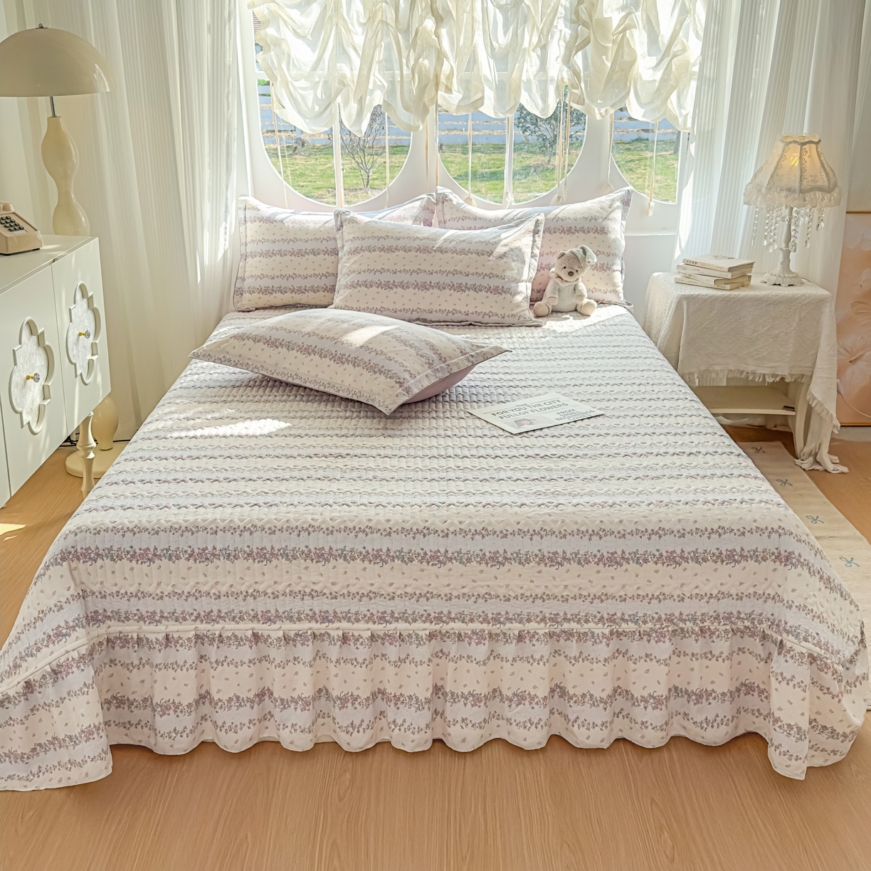 91家纺网 家纺一手货源 找家纺 花满路 2026新款床盖四件套 花藤紫