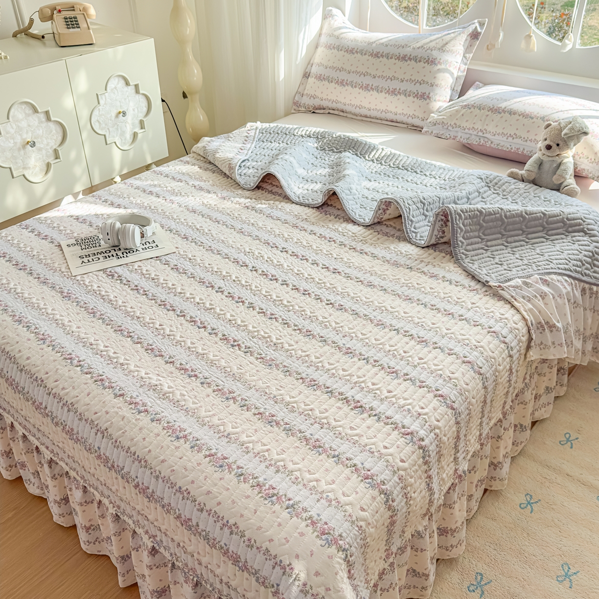 91家纺网 家纺一手货源 找家纺 花满路 2026新款床盖四件套 花藤紫