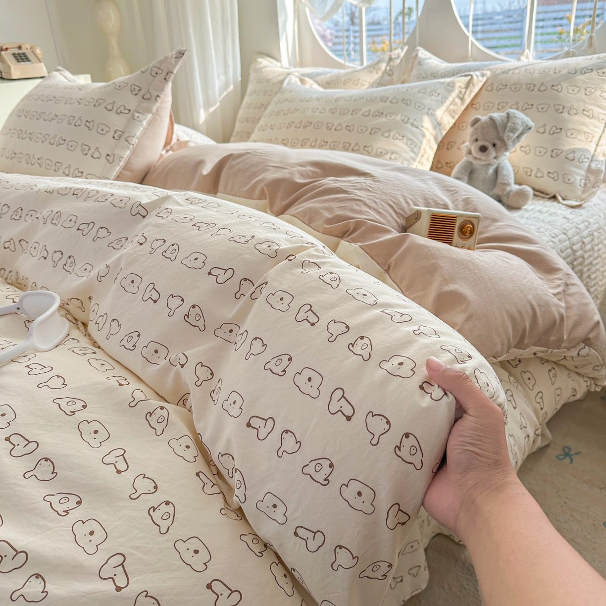 91家纺网 家纺一手货源 找家纺 花满路 2026新款床盖四件套 可爱小狗