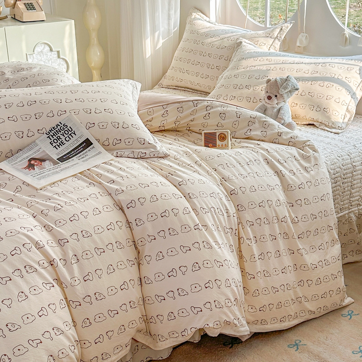 91家纺网 家纺一手货源 找家纺 花满路 2026新款床盖四件套 可爱小狗