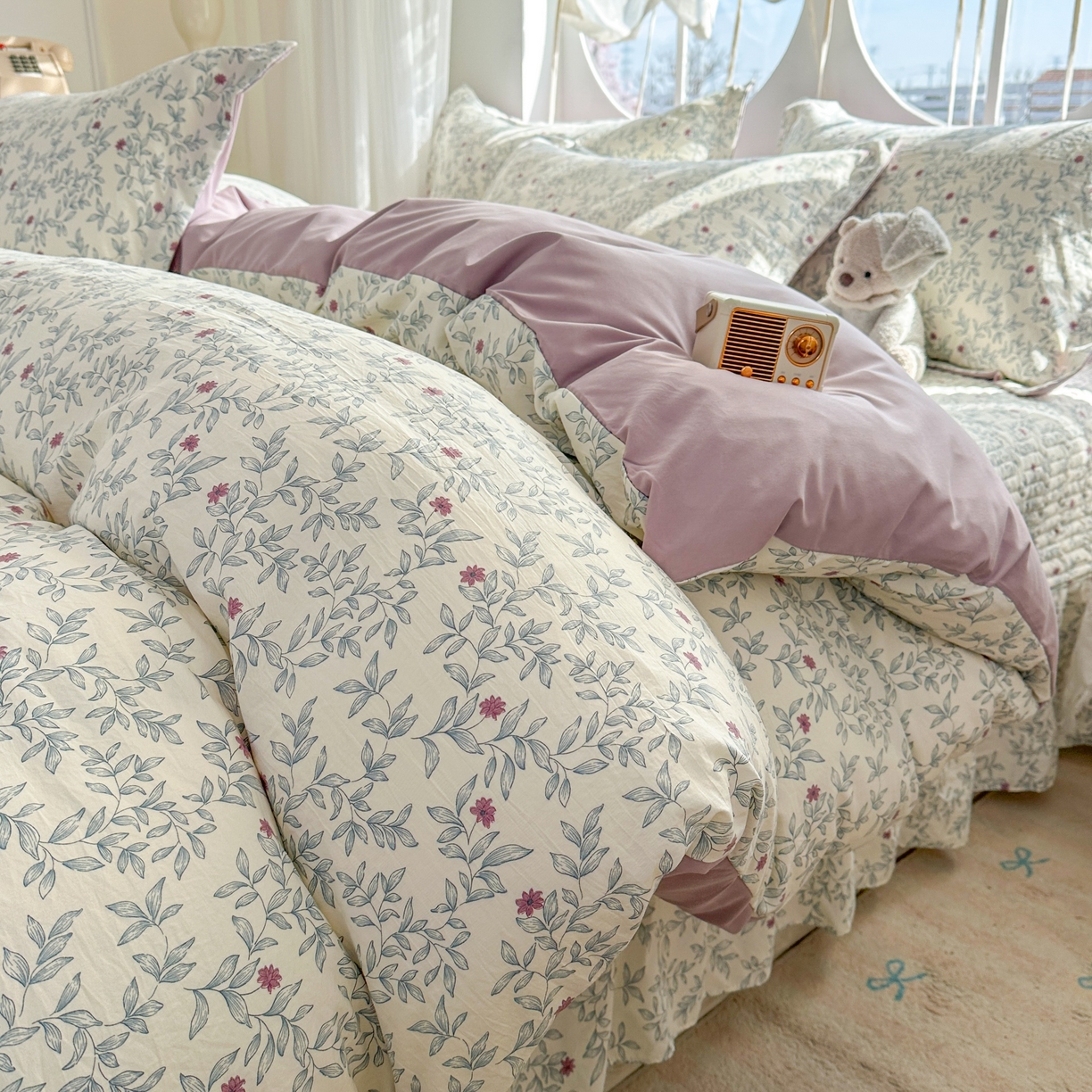 91家纺网 家纺一手货源 找家纺 花满路 2026新款床盖四件套 兰花梦