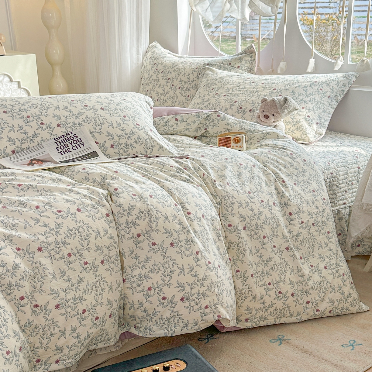 91家纺网 家纺一手货源 找家纺 花满路 2026新款床盖四件套 兰花梦