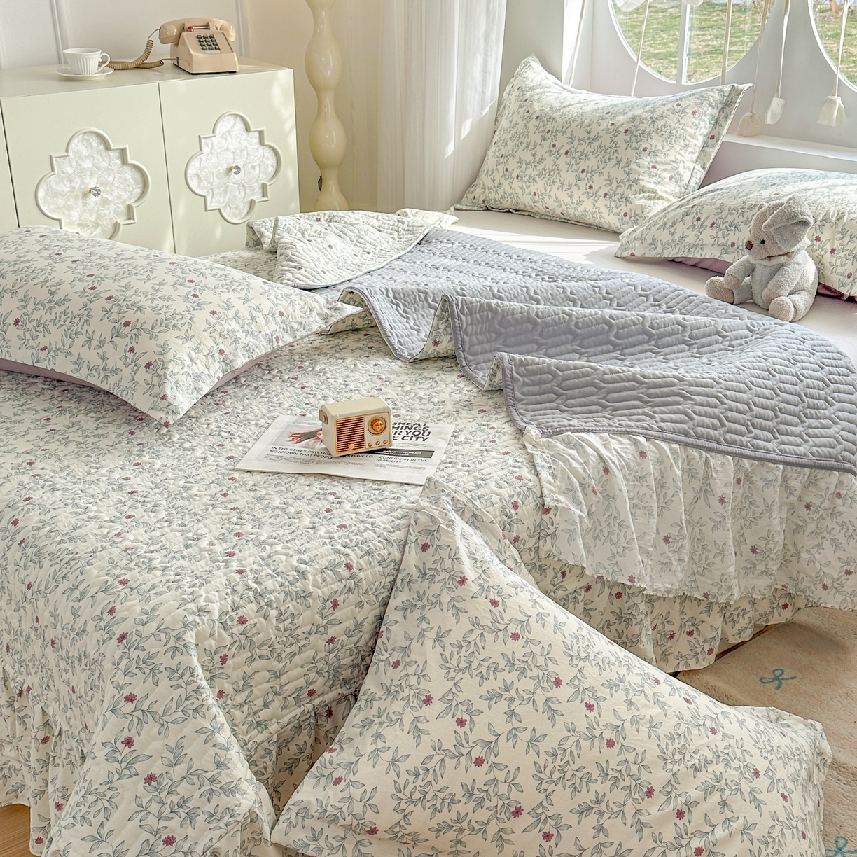 91家纺网 家纺一手货源 找家纺 花满路 2026新款床盖四件套 兰花梦