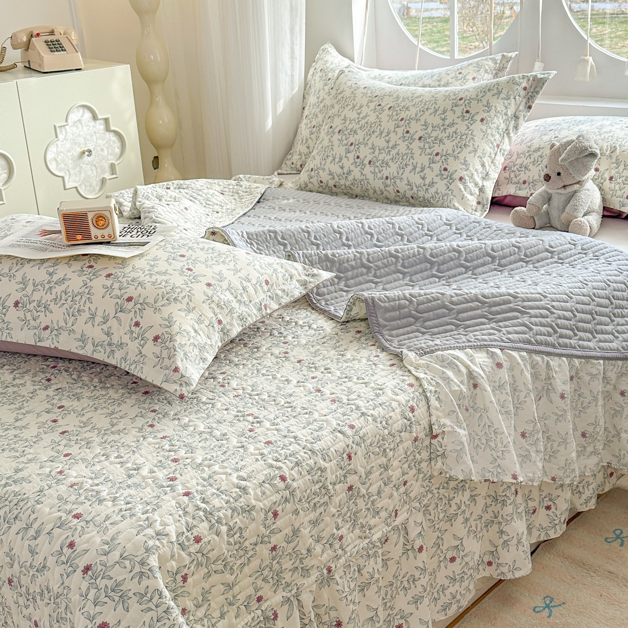 91家纺网 家纺一手货源 找家纺 花满路 2026新款床盖四件套 兰花梦