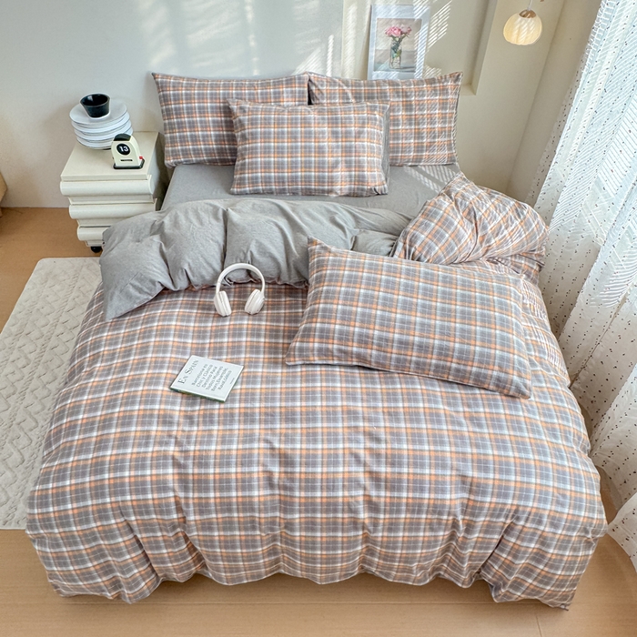 佑佳家纺 2026新款全棉色织床笠款四件套 洛林-灰