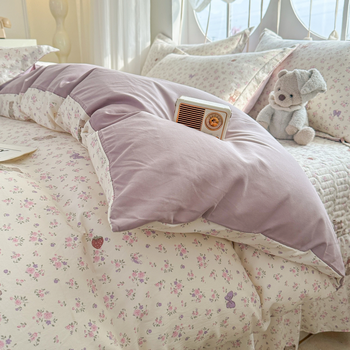 91家纺网 家纺一手货源 找家纺 花满路 2026新款床盖四件套 浪漫小熊