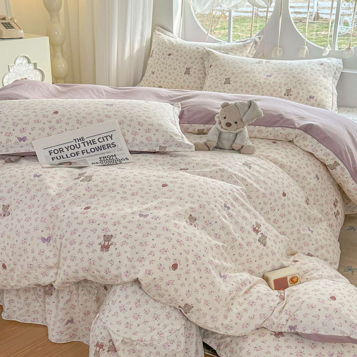 花满路 2026新款床盖四件套 浪漫小熊