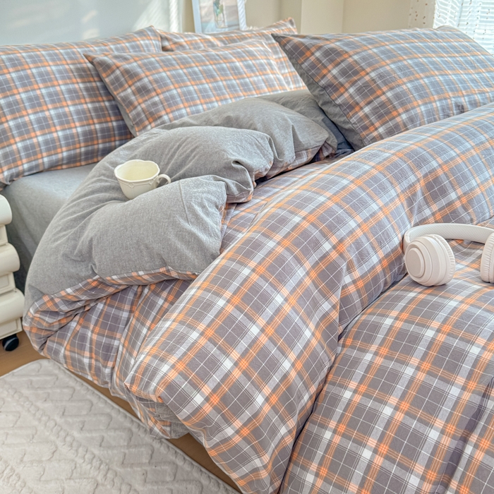 91家纺网 家纺一手货源 找家纺 佑佳家纺 2026新款全棉色织床笠款四件套 洛林-灰