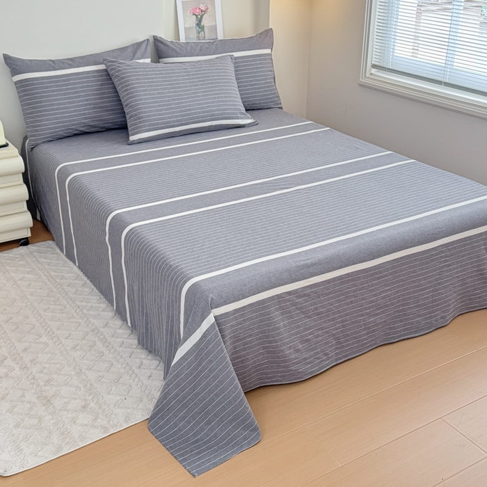 91家纺网 家纺一手货源 找家纺 佑佳家纺 2026新款全棉色织水洗棉四件套 灰色空间