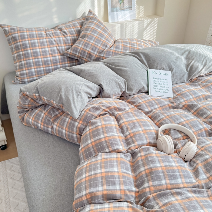 91家纺网 家纺一手货源 找家纺 佑佳家纺 2026新款全棉色织床笠款四件套 洛林-灰