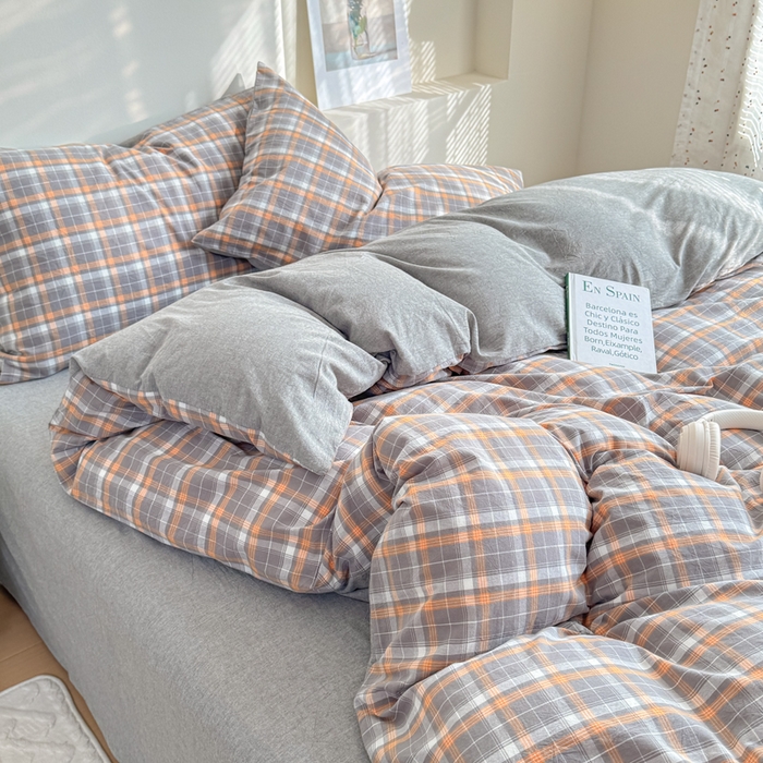 91家纺网 家纺一手货源 找家纺 佑佳家纺 2026新款全棉色织床笠款四件套 洛林-灰