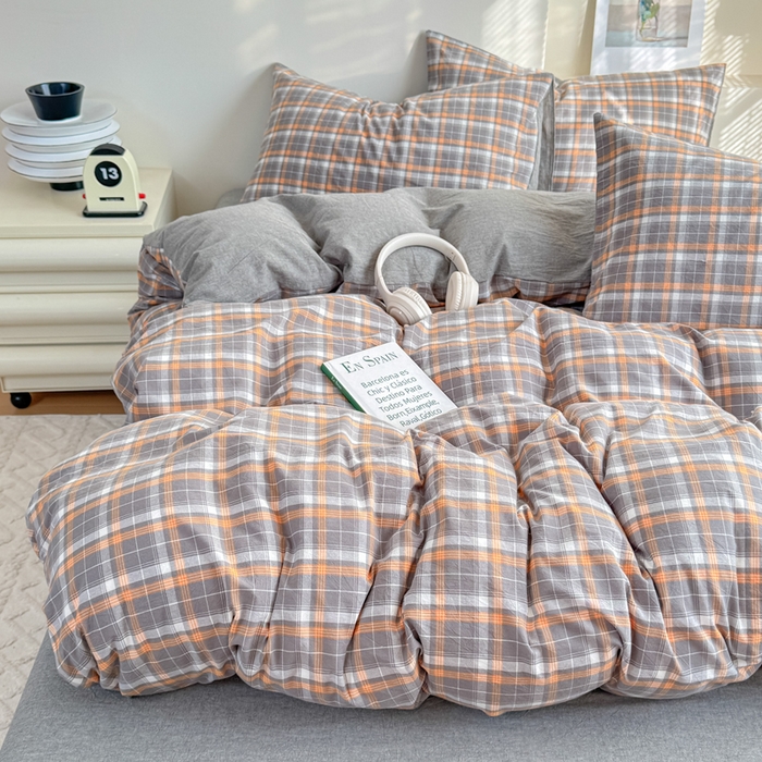 91家纺网 家纺一手货源 找家纺 佑佳家纺 2026新款全棉色织床笠款四件套 洛林-灰