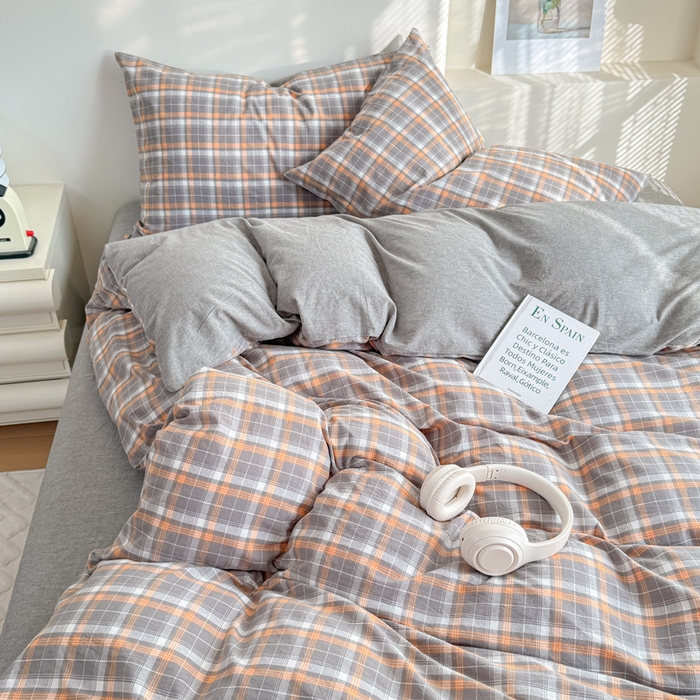 91家纺网 家纺一手货源 找家纺 佑佳家纺 2026新款全棉色织床笠款四件套 洛林-灰