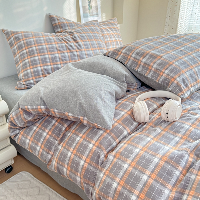 91家纺网 家纺一手货源 找家纺 佑佳家纺 2026新款全棉色织床笠款四件套 洛林-灰