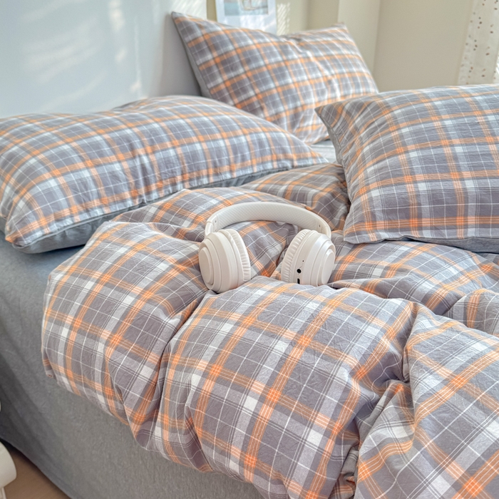 91家纺网 家纺一手货源 找家纺 佑佳家纺 2026新款全棉色织床笠款四件套 洛林-灰