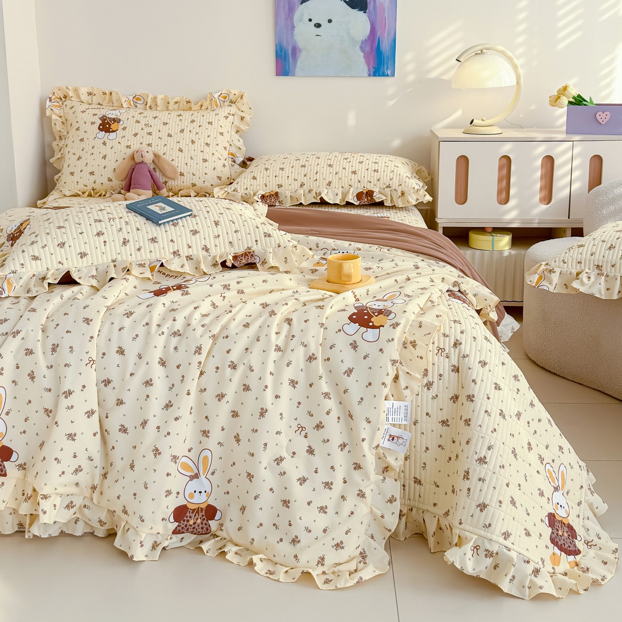 归属 2026春夏新款古法仿棉床盖夏被四件套夏凉被空调被系列 啵啵兔儿