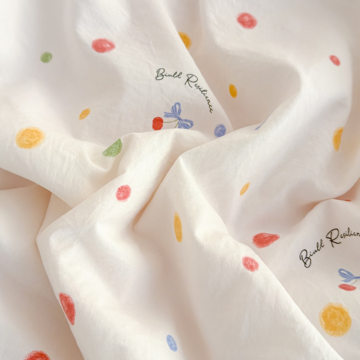 91家纺网 家纺一手货源 找家纺 归属 2026春夏新款古法仿棉床盖夏被四件套夏凉被空调被系列 彩色波点