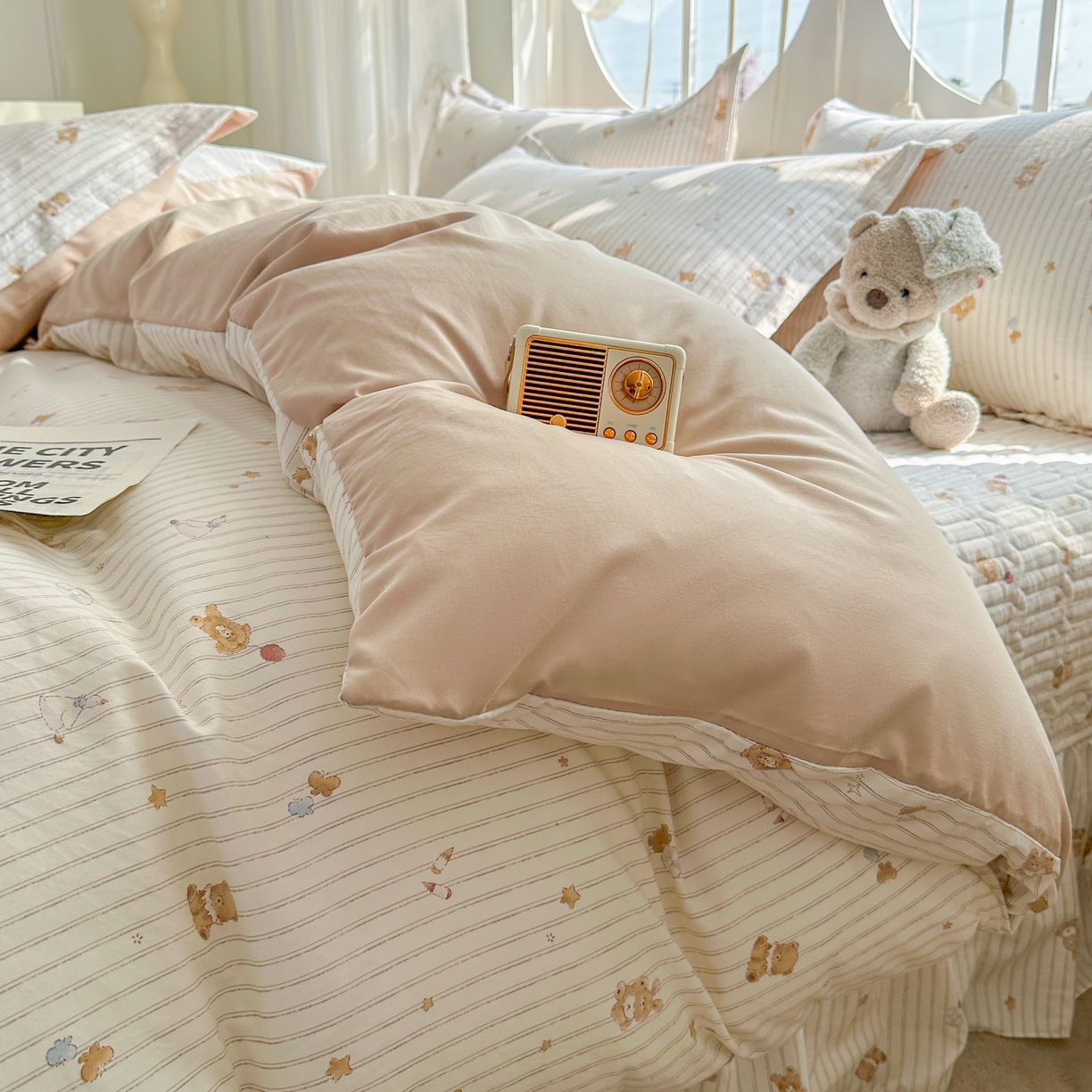 91家纺网 家纺一手货源 找家纺 花满路 2026新款床盖四件套 熊熊聚会