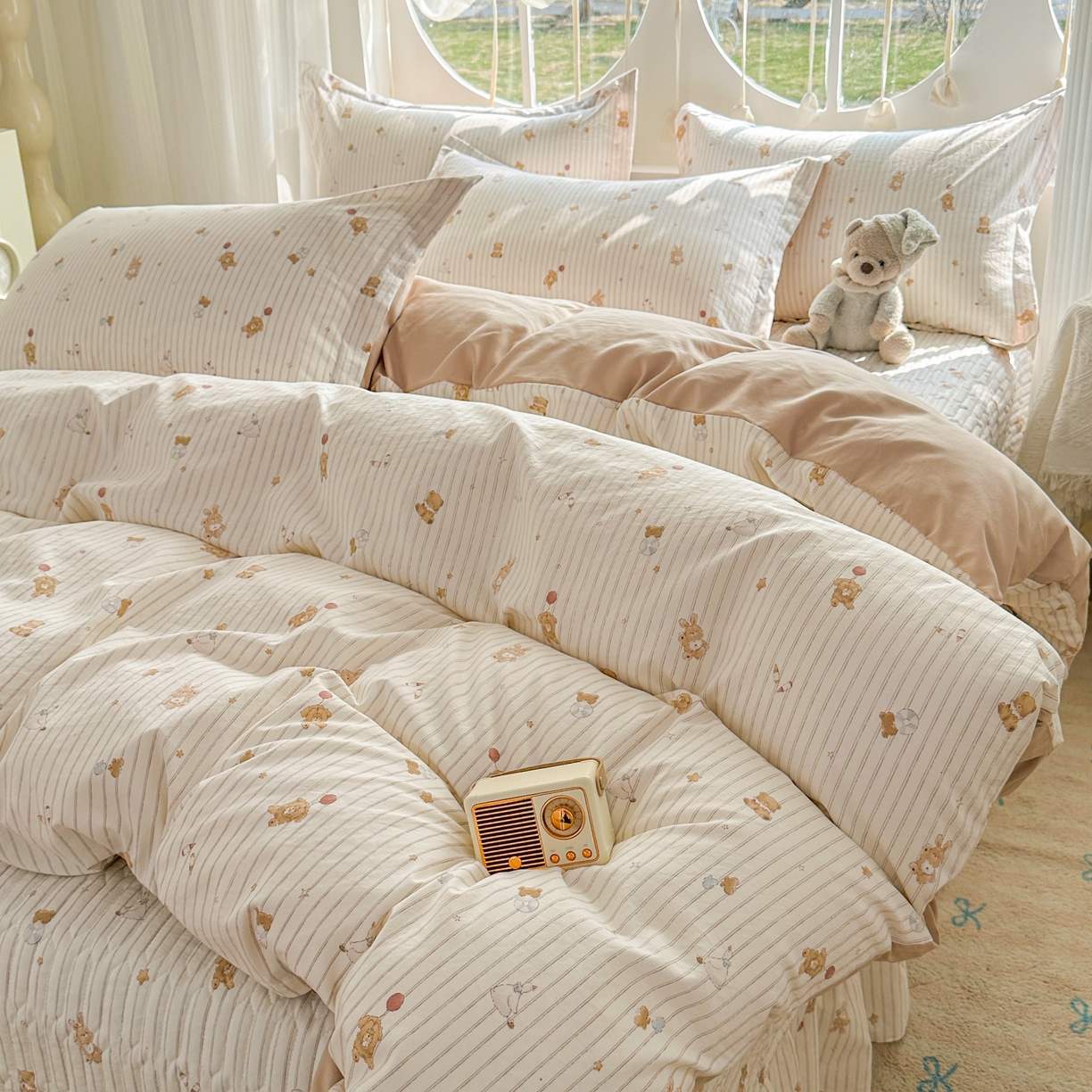 91家纺网 家纺一手货源 找家纺 花满路 2026新款床盖四件套 熊熊聚会