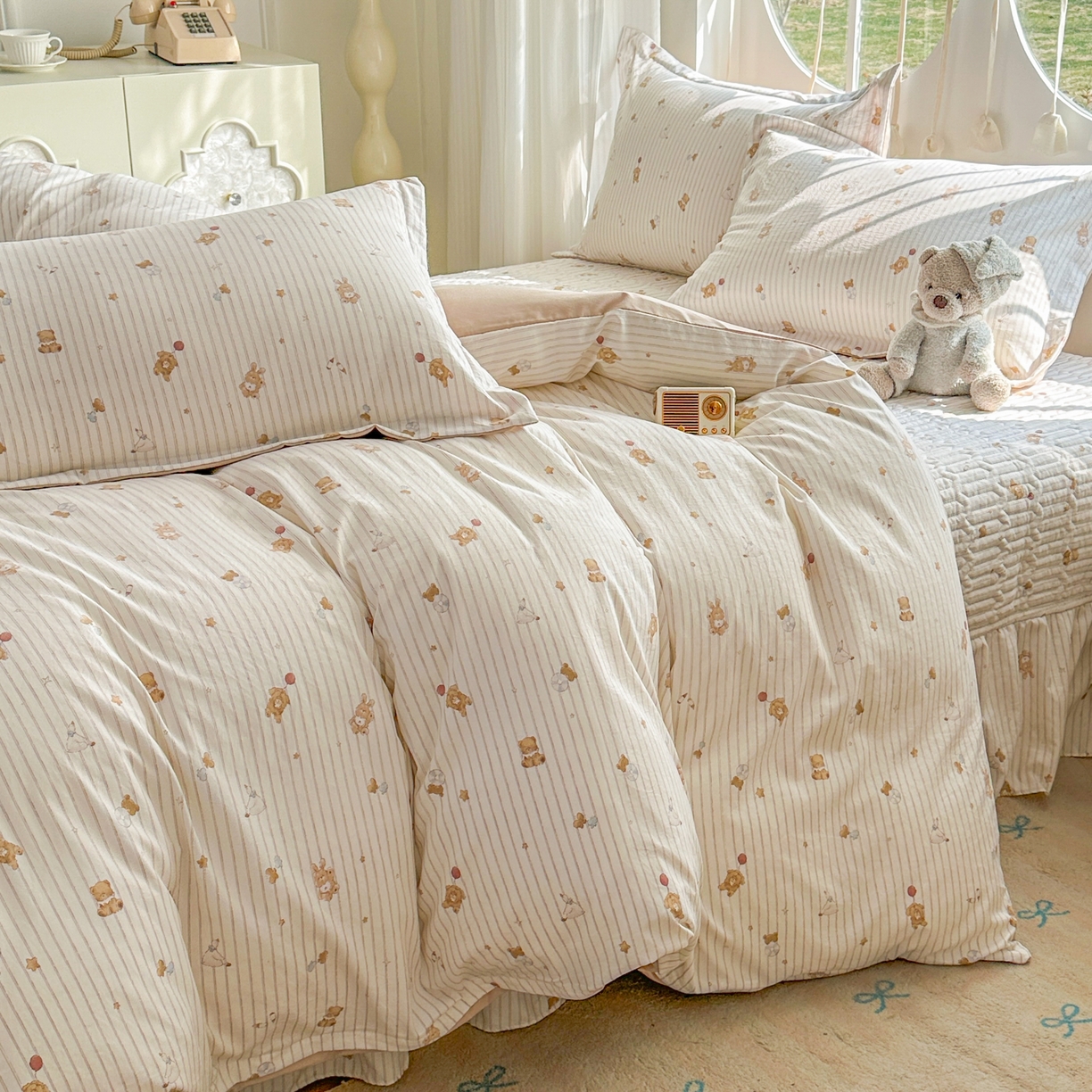 91家纺网 家纺一手货源 找家纺 花满路 2026新款床盖四件套 熊熊聚会