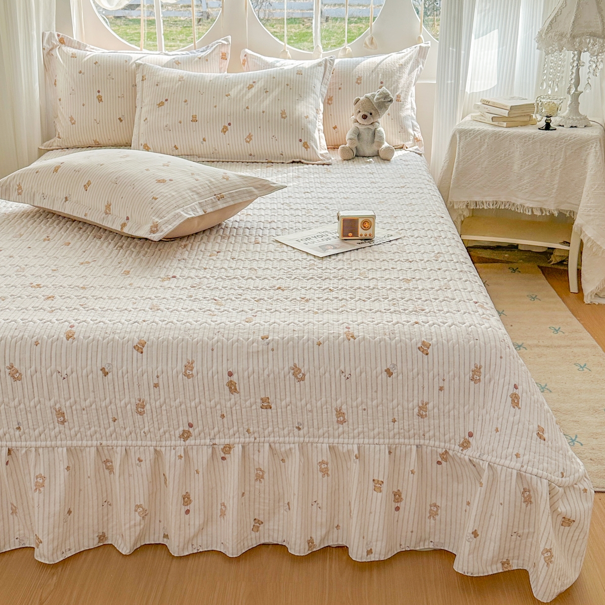 91家纺网 家纺一手货源 找家纺 花满路 2026新款床盖四件套 熊熊聚会