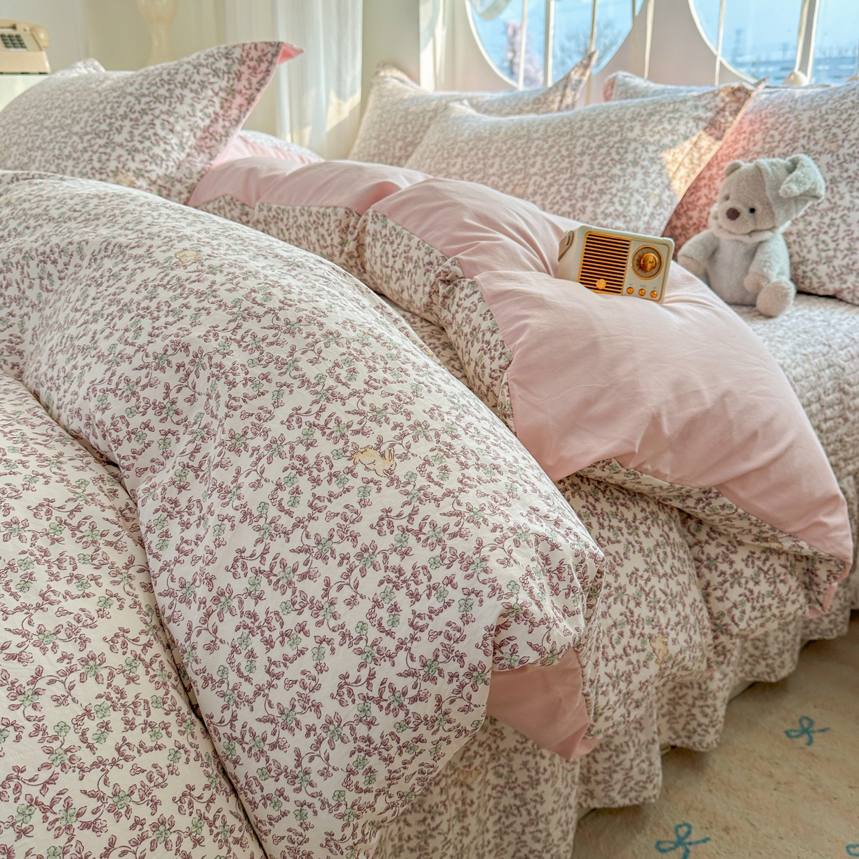 91家纺网 家纺一手货源 找家纺 花满路 2026新款床盖四件套 绿野仙兔