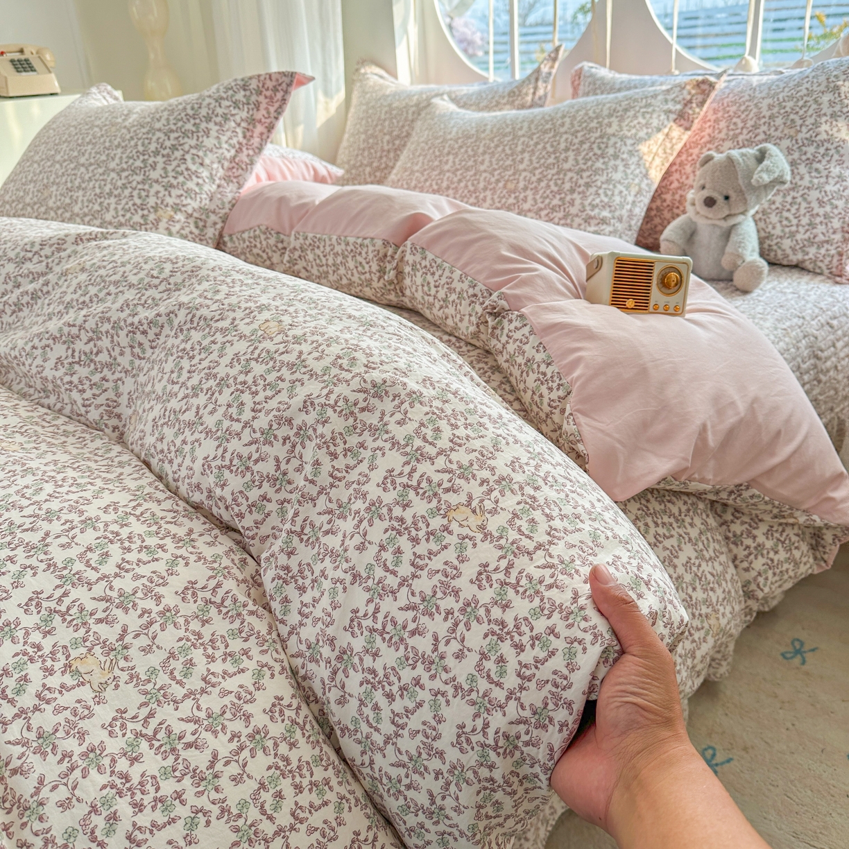 91家纺网 家纺一手货源 找家纺 花满路 2026新款床盖四件套 绿野仙兔