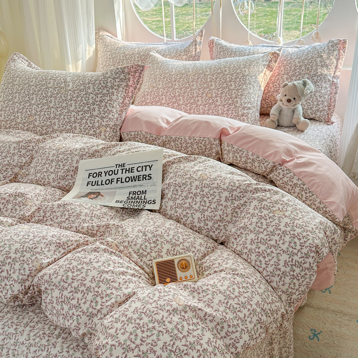 91家纺网 家纺一手货源 找家纺 花满路 2026新款床盖四件套 绿野仙兔