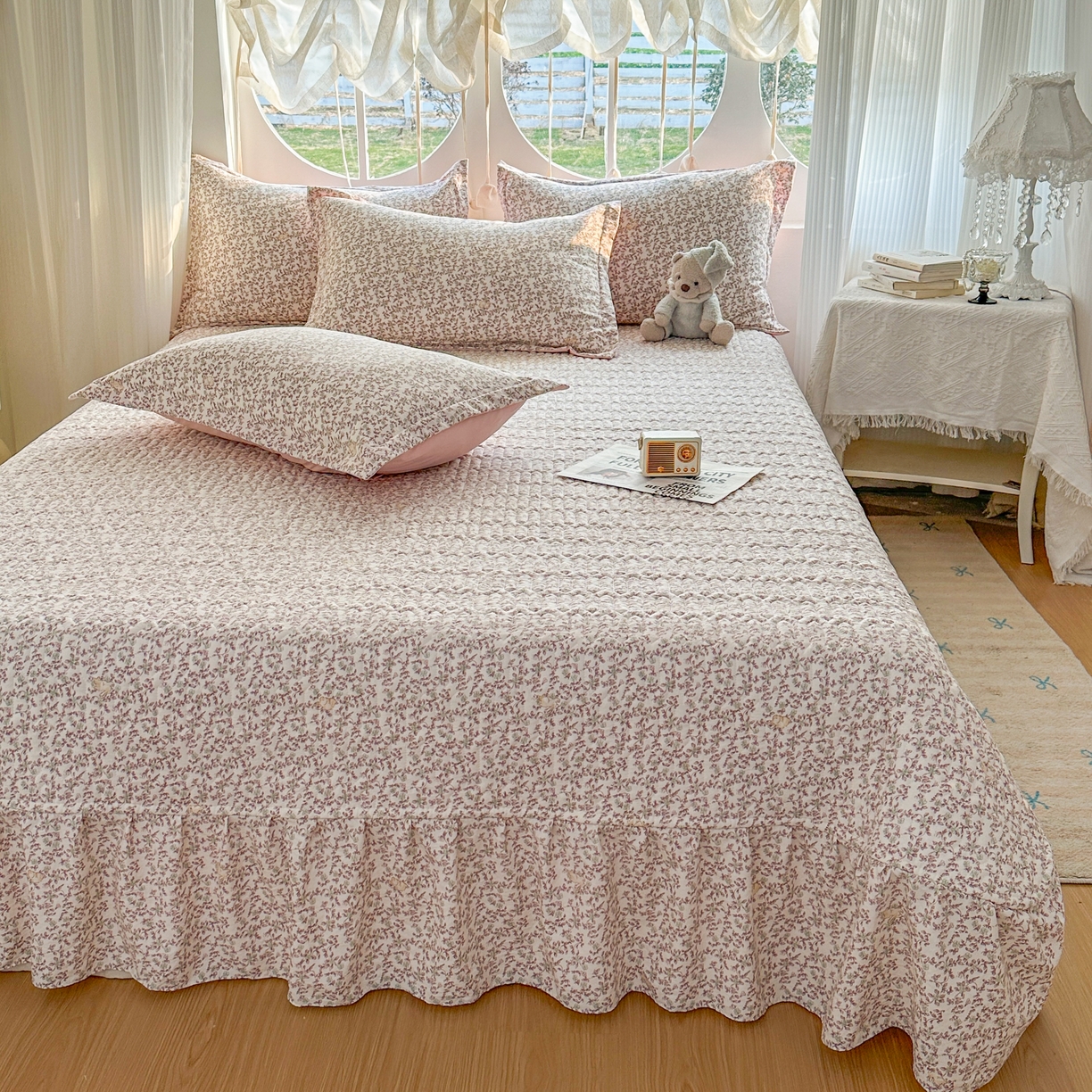 91家纺网 家纺一手货源 找家纺 花满路 2026新款床盖四件套 绿野仙兔