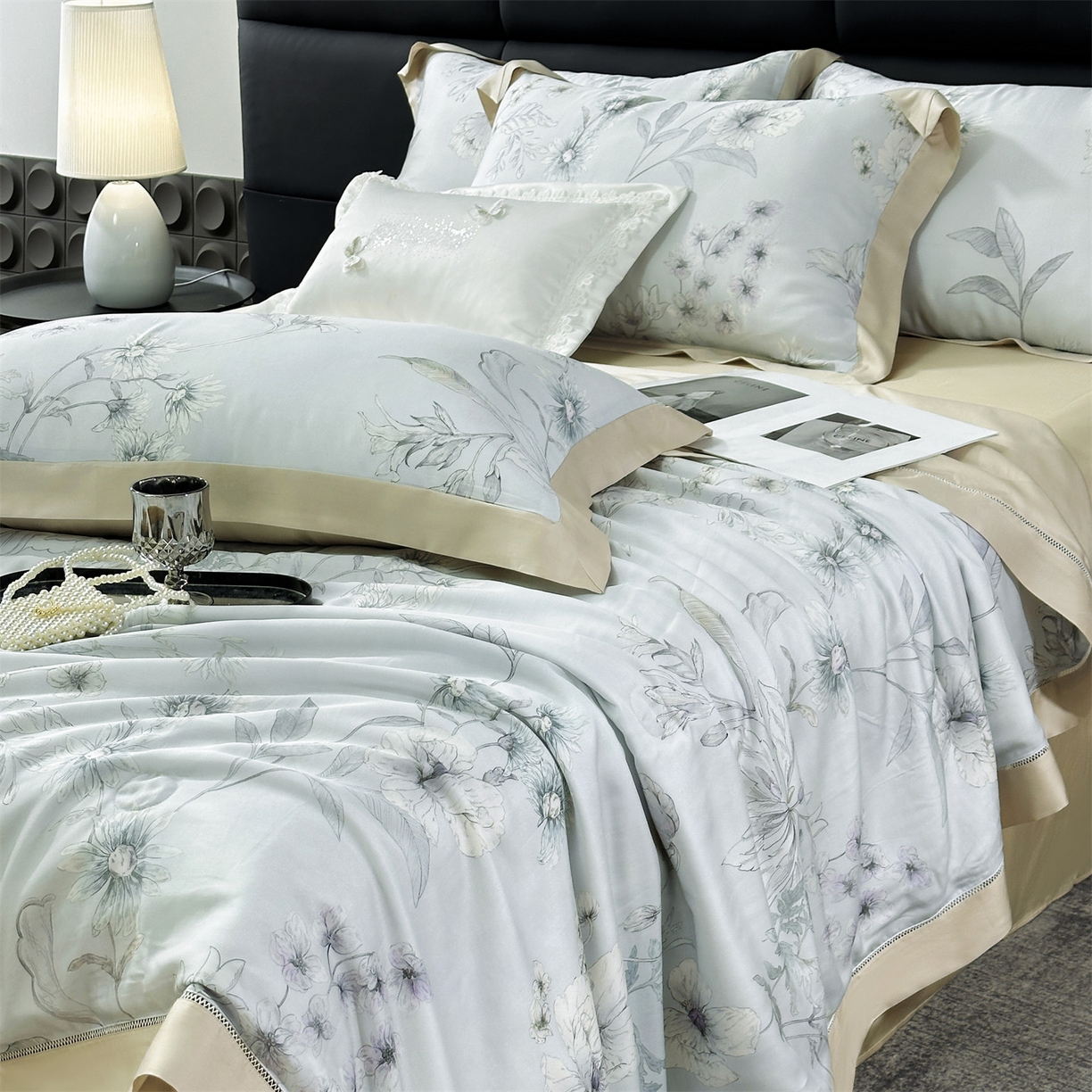 91家纺网 家纺一手货源 找家纺 岚司羽 2026春夏新款50天丝夏被四件套夏凉被空调被系列 简西