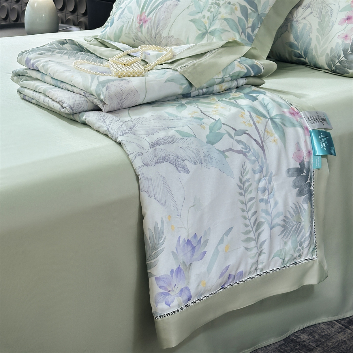 91家纺网 家纺一手货源 找家纺 岚司羽 2026春夏新款50天丝夏被四件套夏凉被空调被系列 蔓行