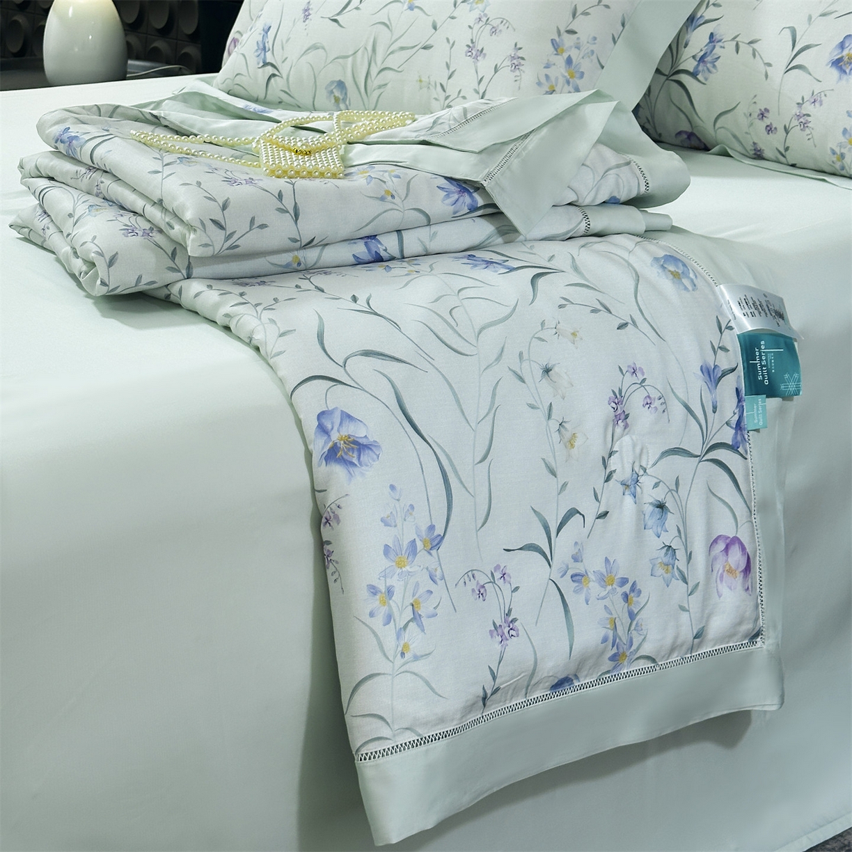 91家纺网 家纺一手货源 找家纺 岚司羽 2026春夏新款50天丝夏被四件套夏凉被空调被系列 兰时