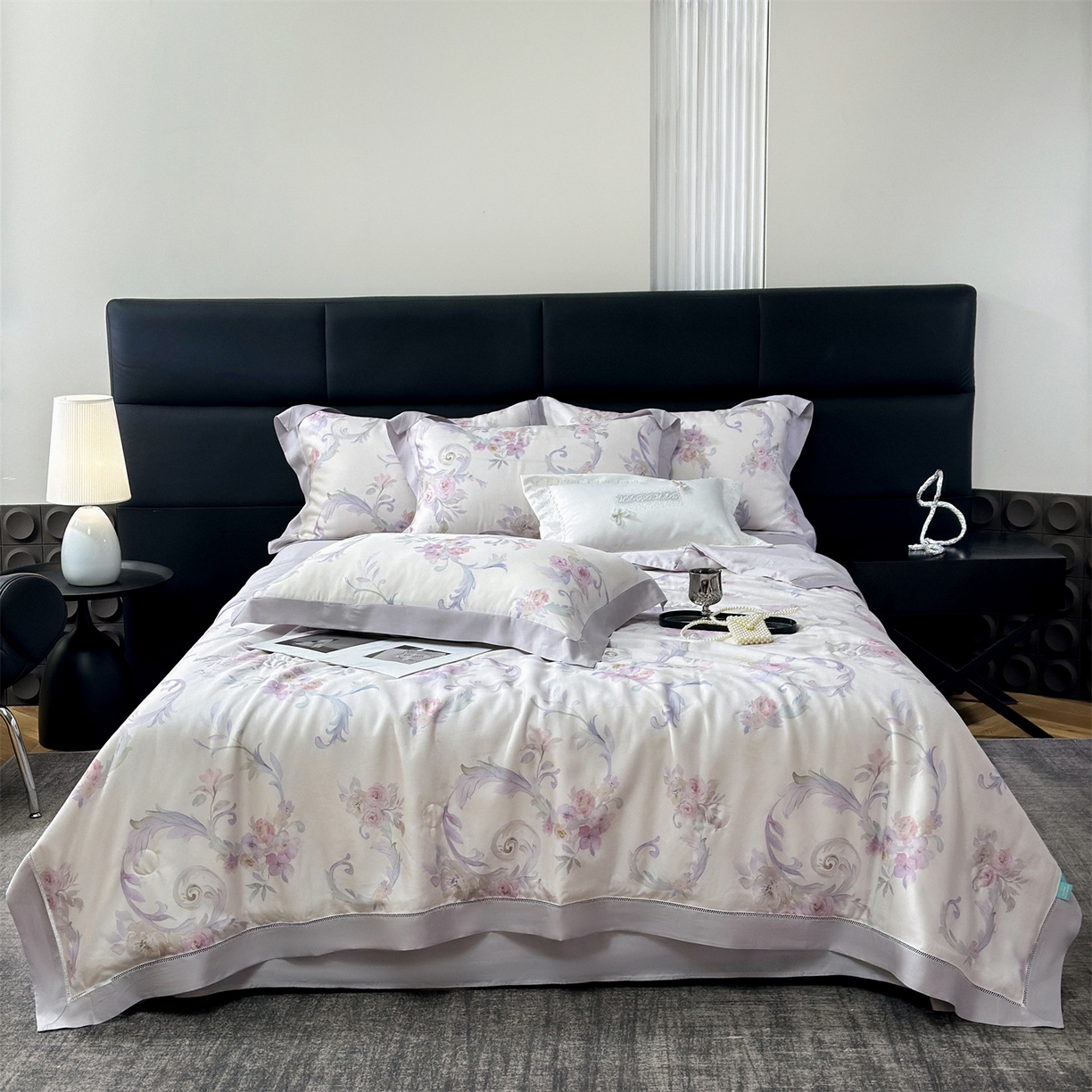 91家纺网 家纺一手货源 找家纺 岚司羽 2026春夏新款50天丝夏被四件套夏凉被空调被系列 美洛拉 粉紫