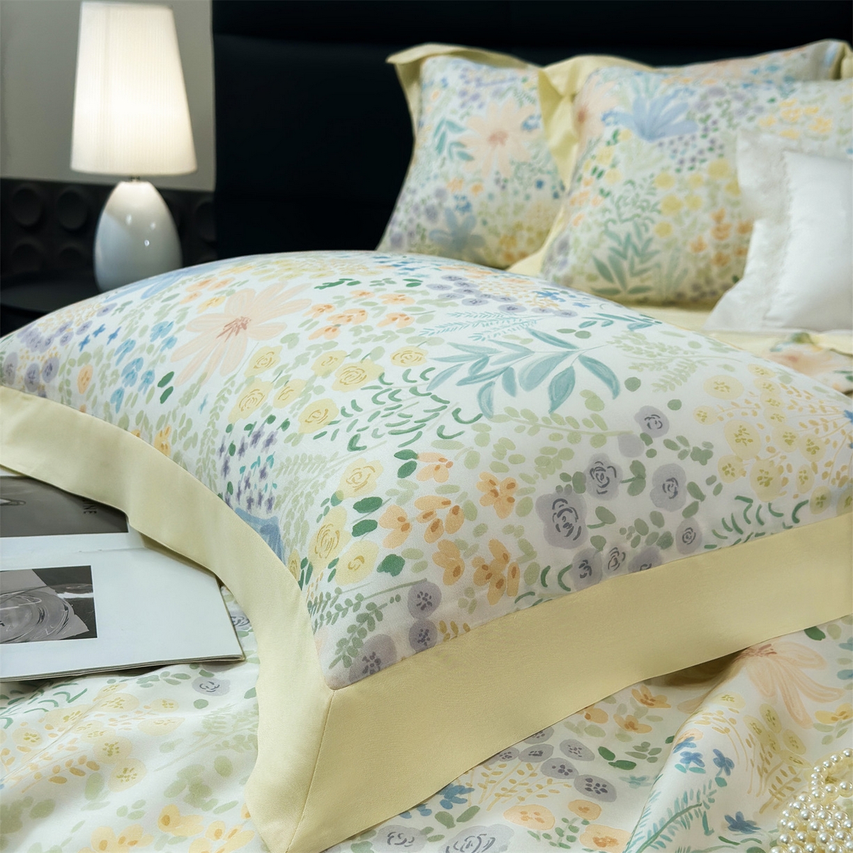 91家纺网 家纺一手货源 找家纺 岚司羽 2026春夏新款50天丝夏被四件套夏凉被空调被系列 灼卉