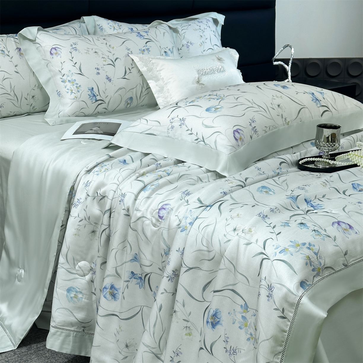 岚司羽 2026春夏新款50天丝夏被四件套夏凉被空调被系列 兰时